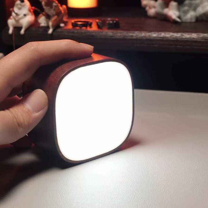 Zeitgenössische Retro Wiederaufladbare Radarsensor Holz Kunststoff Metall Quadrat Tragbare LED Wandleuchte Nachtlicht Für Nachttisch 