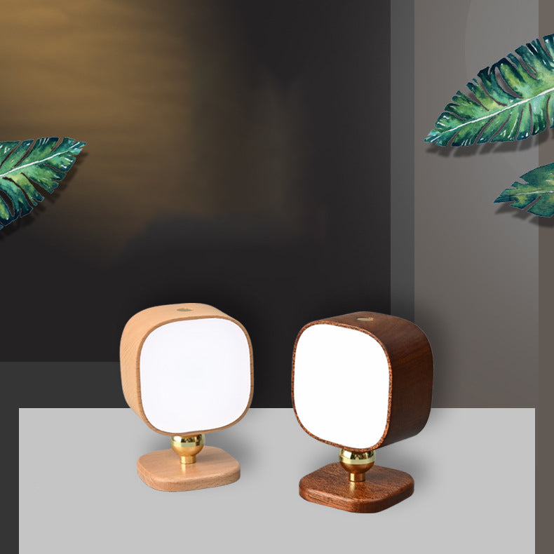 Zeitgenössische Retro Wiederaufladbare Radarsensor Holz Kunststoff Metall Quadrat Tragbare LED Wandleuchte Nachtlicht Für Nachttisch 