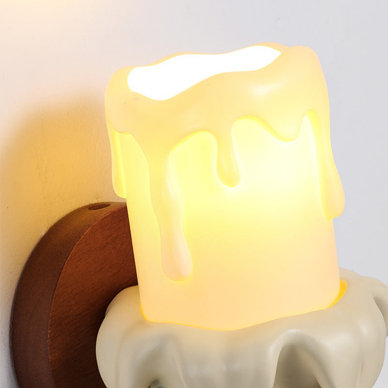 Lampe applique murale traditionnelle en résine de bois et verre avec cloche et une lumière pour chevet 