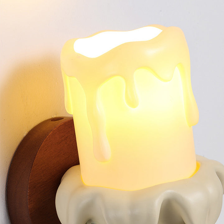 Lampe applique murale traditionnelle en résine de bois et verre avec cloche et une lumière pour chevet 