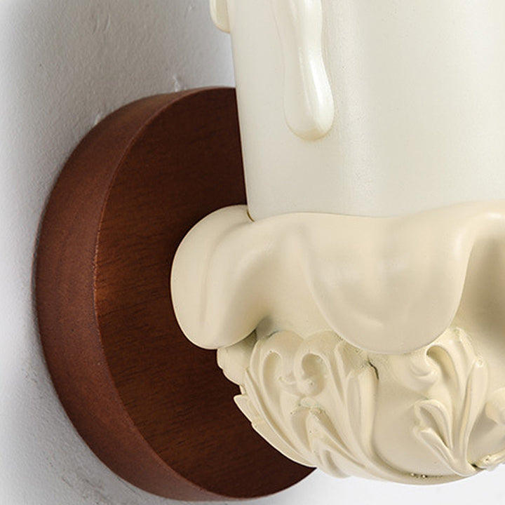 Lampe applique murale traditionnelle en résine de bois et verre avec cloche et une lumière pour chevet 