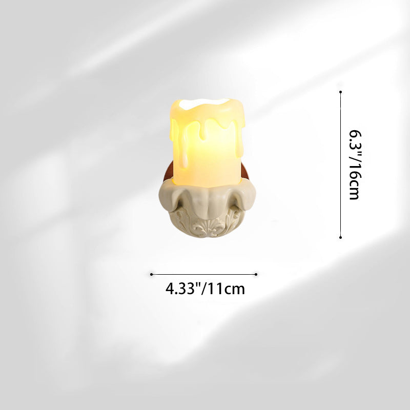 Traditional French Resin Wood Glass Candle Bell 1-Light Wall Sconce Lamp For Bedside