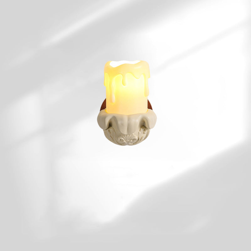 Lampe applique murale traditionnelle en résine de bois et verre avec cloche et une lumière pour chevet 