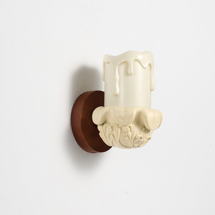 Lampe applique murale traditionnelle en résine de bois et verre avec cloche et une lumière pour chevet 