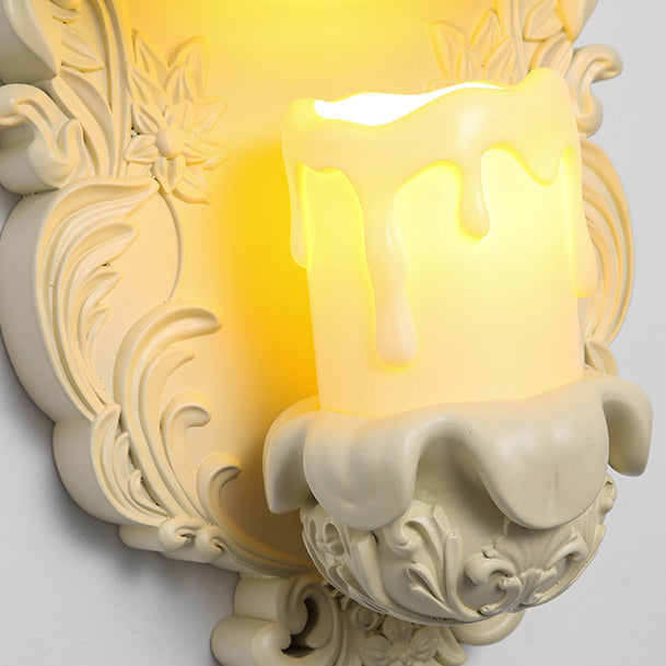 Matériel en résine française traditionnelle Bougeoir en verre Coquille sculptée Applique murale 1 lumière pour chevet 