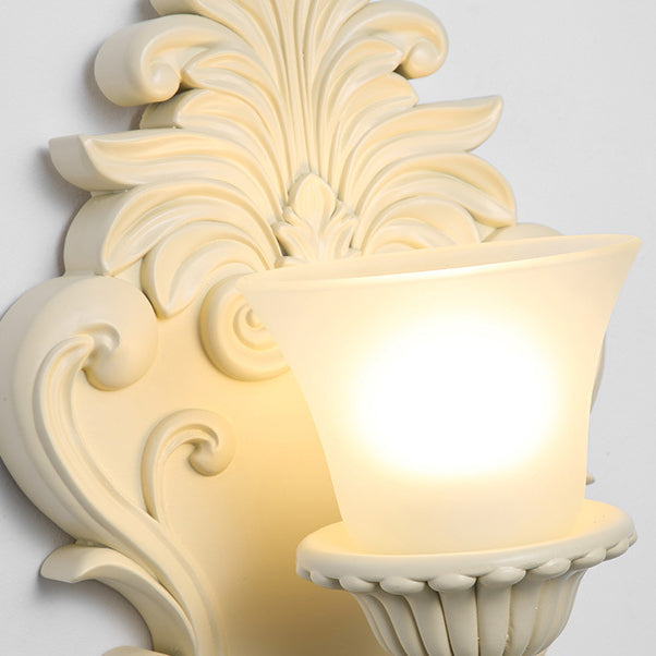 Matériel en résine française traditionnelle Bougeoir en verre Coquille sculptée Applique murale 1 lumière pour chevet 