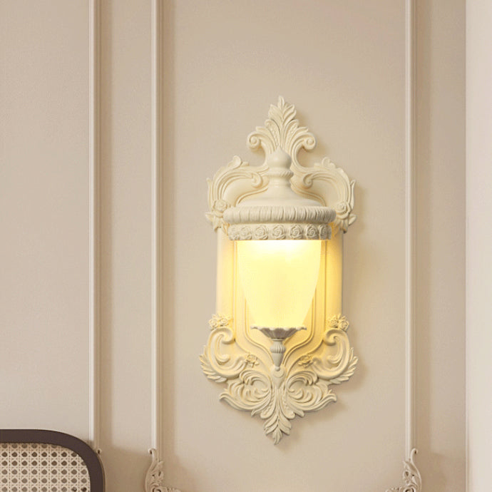Matériel en résine française traditionnelle Bougeoir en verre Coquille sculptée Applique murale 1 lumière pour chevet 