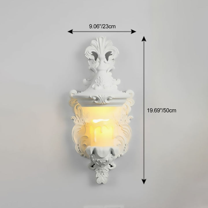 Matériel en résine française traditionnelle Bougeoir en verre Coquille sculptée Applique murale 1 lumière pour chevet 