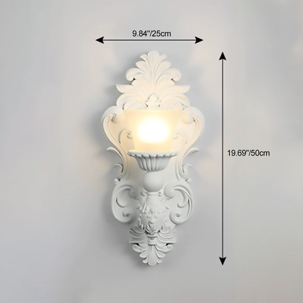 Matériel en résine française traditionnelle Bougeoir en verre Coquille sculptée Applique murale 1 lumière pour chevet 
