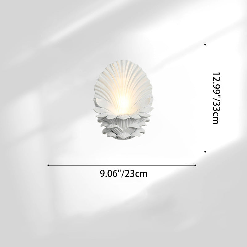 Matériel en résine française traditionnelle Bougeoir en verre Coquille sculptée Applique murale 1 lumière pour chevet 