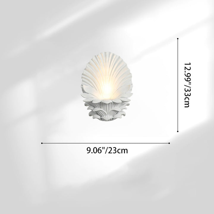Matériel en résine française traditionnelle Bougeoir en verre Coquille sculptée Applique murale 1 lumière pour chevet 