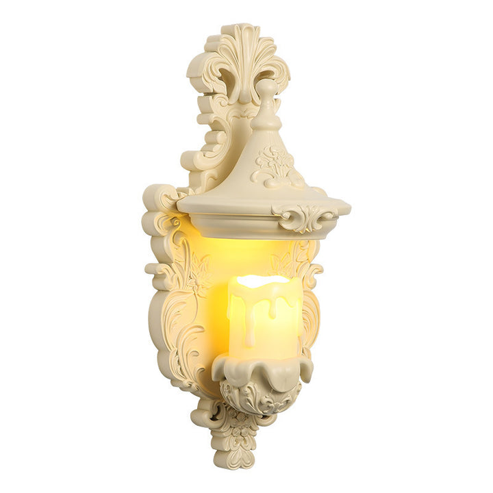 Matériel en résine française traditionnelle Bougeoir en verre Coquille sculptée Applique murale 1 lumière pour chevet 