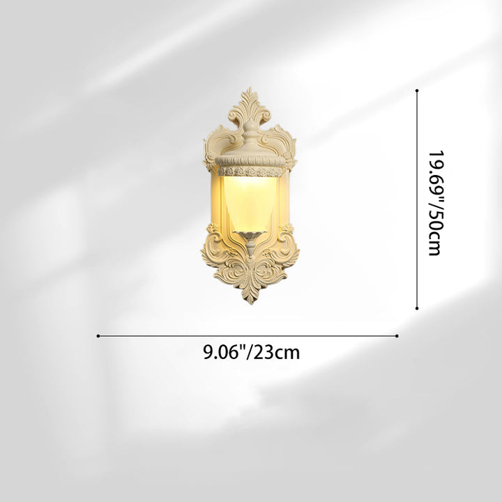 Matériel en résine française traditionnelle Bougeoir en verre Coquille sculptée Applique murale 1 lumière pour chevet 