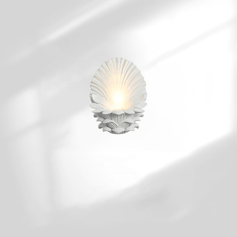 Matériel en résine française traditionnelle Bougeoir en verre Coquille sculptée Applique murale 1 lumière pour chevet 