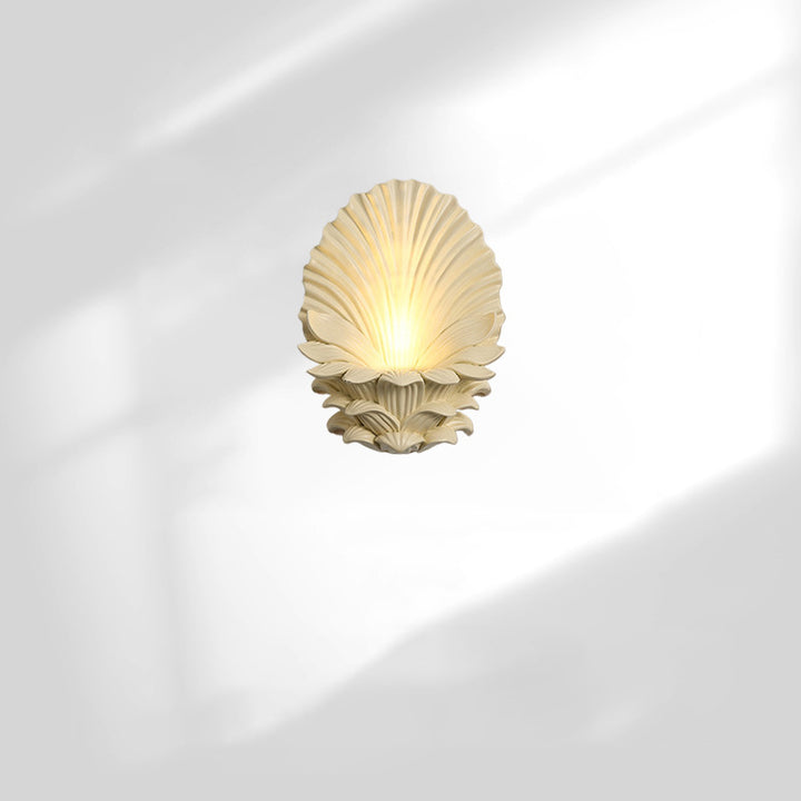 Matériel en résine française traditionnelle Bougeoir en verre Coquille sculptée Applique murale 1 lumière pour chevet 