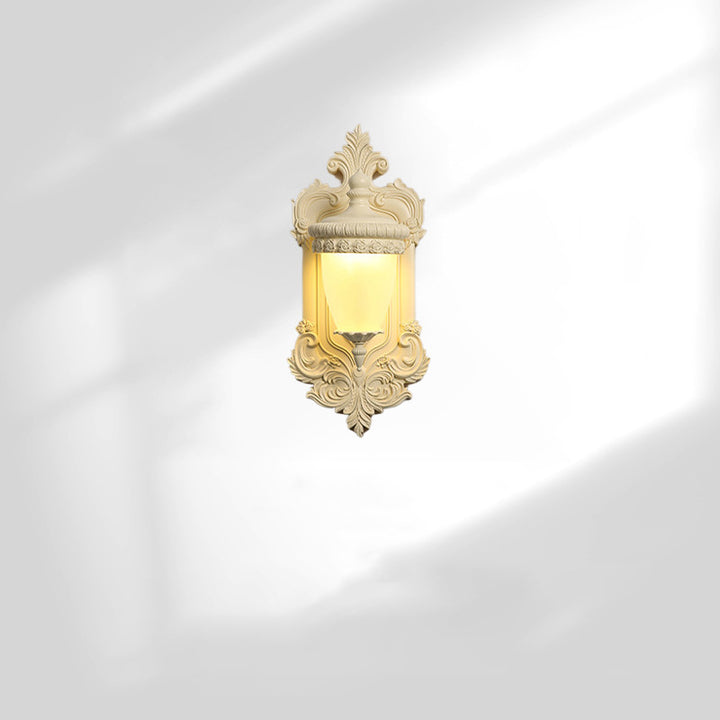 Matériel en résine française traditionnelle Bougeoir en verre Coquille sculptée Applique murale 1 lumière pour chevet 