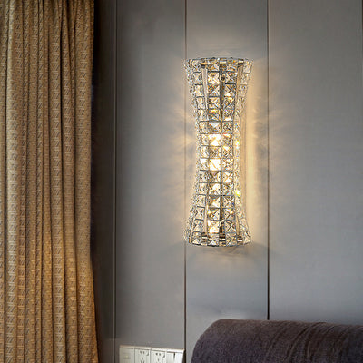 Modern Luxury Crystal Stainless Steel Column H-curve 4/6 Light Wall Sconce Lamp For Hallway