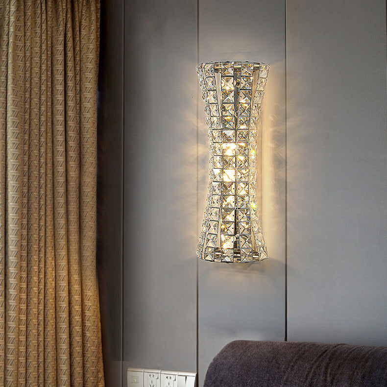 Modern Luxury Crystal Stainless Steel Column H-curve 4/6 Light Wall Sconce Lamp For Hallway