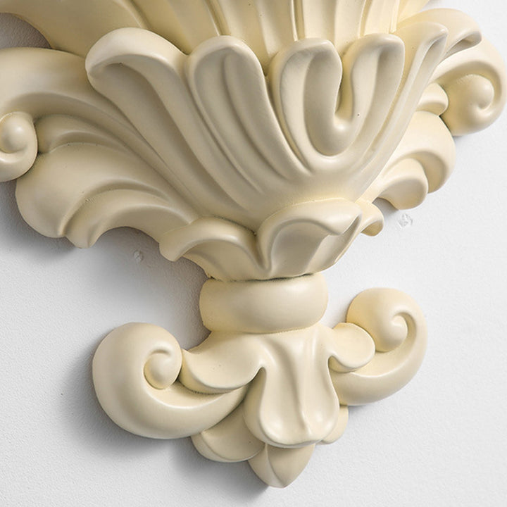 Traditional French Resin Hardware Candlestick Roman Column Carved Rose 1-Light Wall Sconce Lamp For Bedside