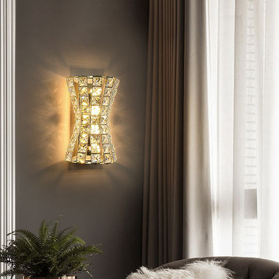 Modern Luxury Crystal Stainless Steel Column H-curve 4/6 Light Wall Sconce Lamp For Hallway