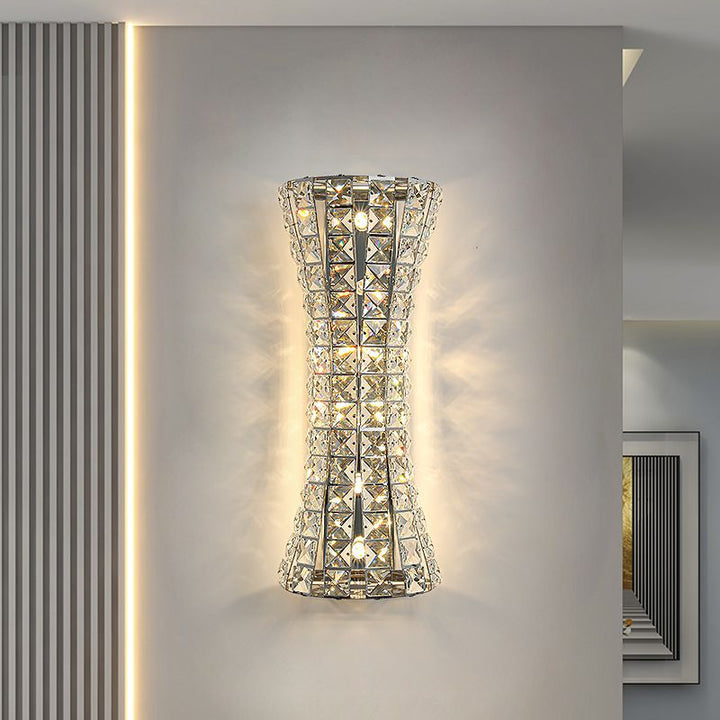 Applique murale moderne en cristal de luxe en acier inoxydable colonne H-courbe 4/6 lumières pour couloir 