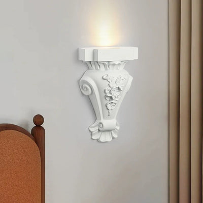 Traditional French Resin Hardware Candlestick Roman Column Carved Rose 1-Light Wall Sconce Lamp For Bedside