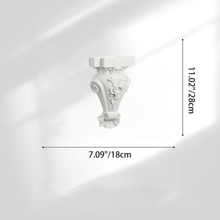 Traditional French Resin Hardware Candlestick Roman Column Carved Rose 1-Light Wall Sconce Lamp For Bedside