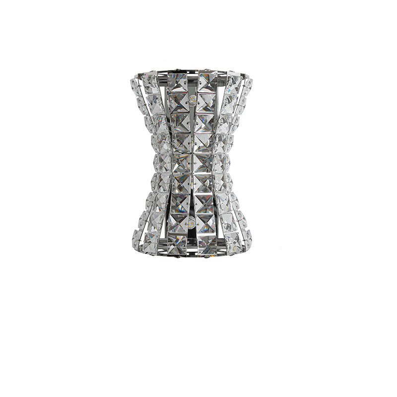 Modern Luxury Crystal Stainless Steel Column H-curve 4/6 Light Wall Sconce Lamp For Hallway