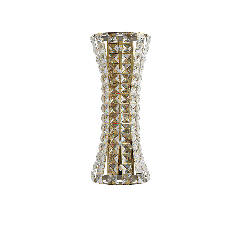 Applique murale moderne en cristal de luxe en acier inoxydable colonne H-courbe 4/6 lumières pour couloir 
