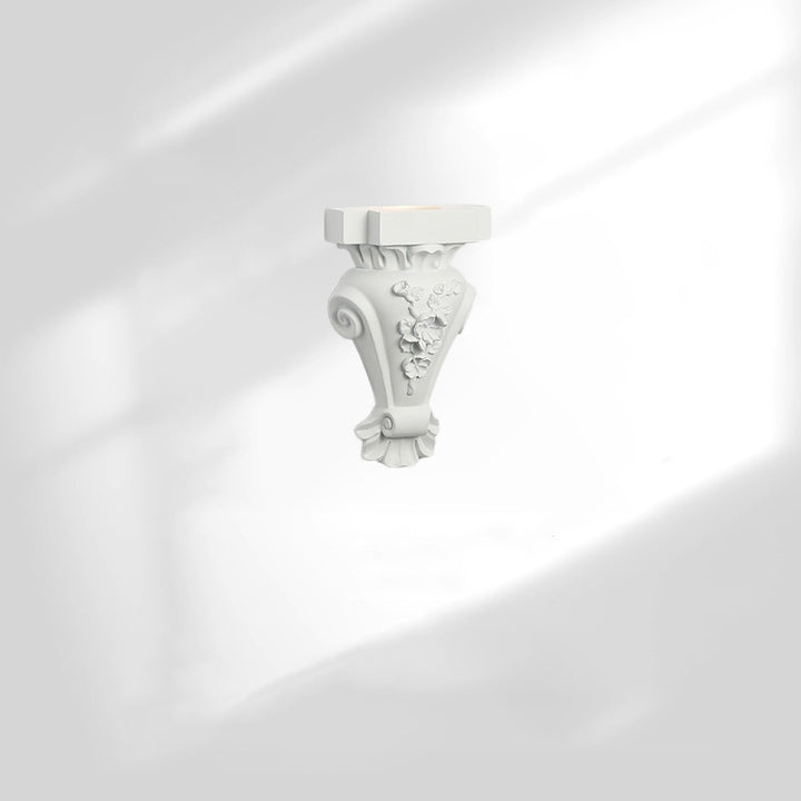 Traditional French Resin Hardware Candlestick Roman Column Carved Rose 1-Light Wall Sconce Lamp For Bedside