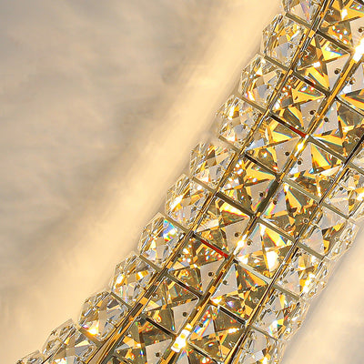 Modern Luxury Crystal Stainless Steel Column H-curve 4/6 Light Wall Sconce Lamp For Hallway