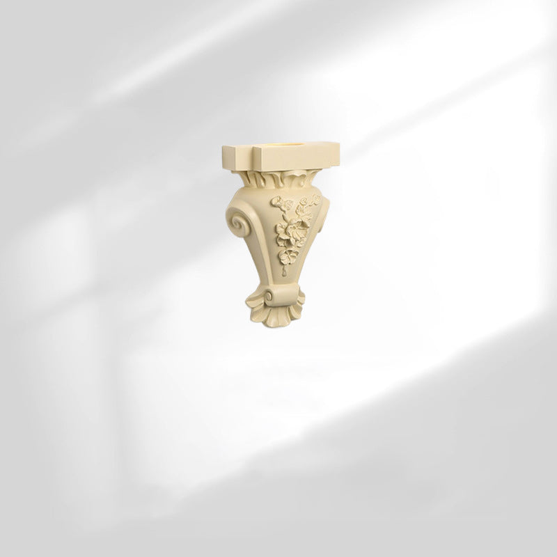 Traditional French Resin Hardware Candlestick Roman Column Carved Rose 1-Light Wall Sconce Lamp For Bedside