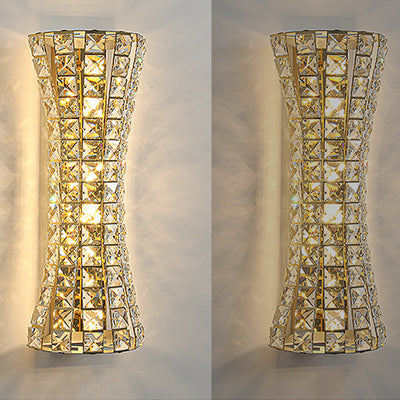 Modern Luxury Crystal Stainless Steel Column H-curve 4/6 Light Wall Sconce Lamp For Hallway