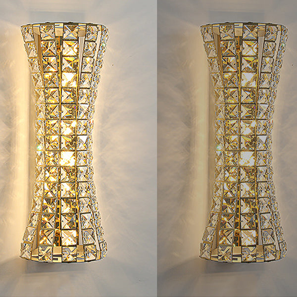 Modern Luxury Crystal Stainless Steel Column H-curve 4/6 Light Wall Sconce Lamp For Hallway