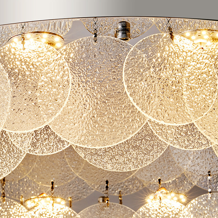 Modern Art Deco Stainless Steel Glass Round Frosted Sheet LED Flush Mount Ceiling Light For Bedroom
