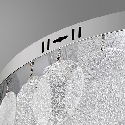 Modern Art Deco Stainless Steel Glass Round Frosted Sheet LED Flush Mount Ceiling Light For Bedroom