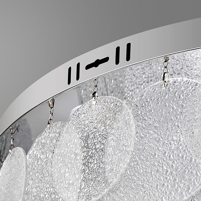 Modern Art Deco Stainless Steel Glass Round Frosted Sheet LED Flush Mount Ceiling Light For Bedroom