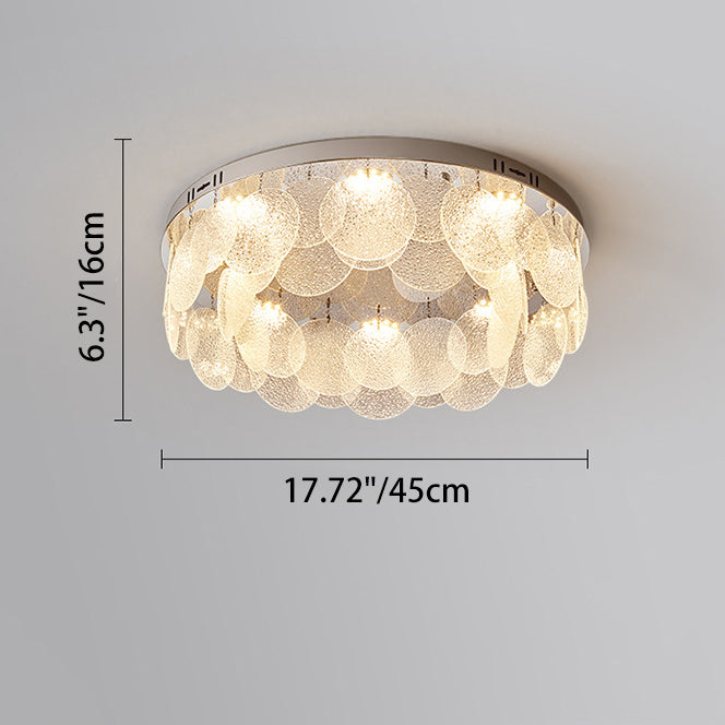 Modern Art Deco Stainless Steel Glass Round Frosted Sheet LED Flush Mount Ceiling Light For Bedroom