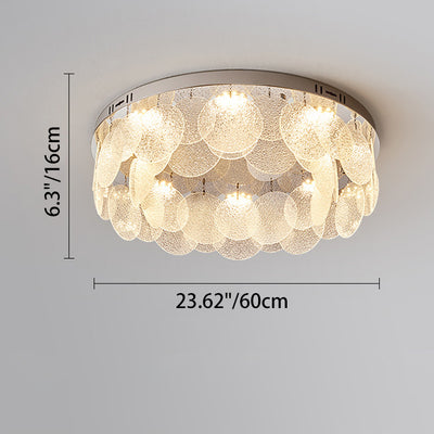 Modern Art Deco Stainless Steel Glass Round Frosted Sheet LED Flush Mount Ceiling Light For Bedroom