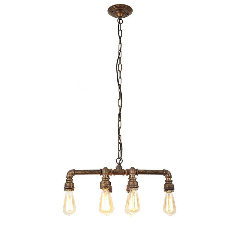 Contemporary Industrial Iron Water Pipe 6-Light Chandeliers For Dining Room