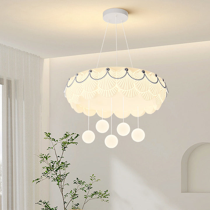Traditionelle französische PE Eisen Rundschale Hängende Kugel LED Kronleuchter für Schlafzimmer 