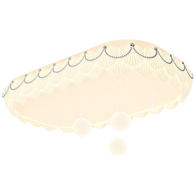 Traditional French PE Iron Round Square Rectangular Shell Hanging Ball LED Flush Mount Ceiling Light For Bedroom