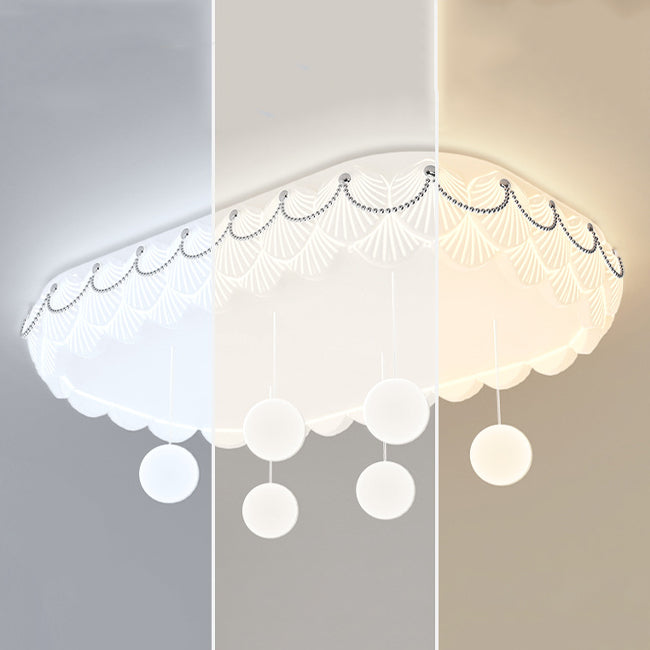 Traditional French PE Iron Round Square Rectangular Shell Hanging Ball LED Flush Mount Ceiling Light For Bedroom