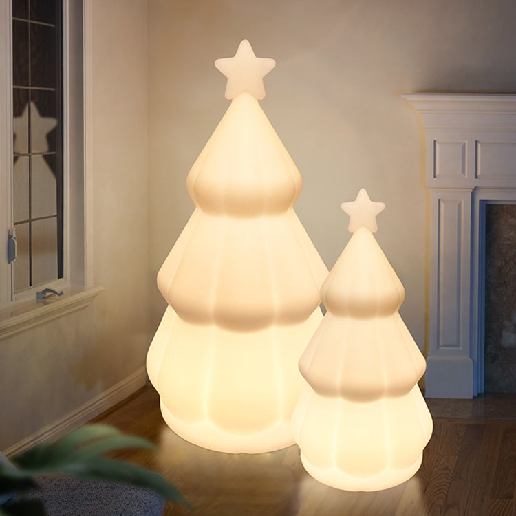 Contemporary Creative Solar Rechargeable Waterproof PE Christmas Tree Decoration LED Standing Floor Lamp Outdoor Light For Outdoor Patio