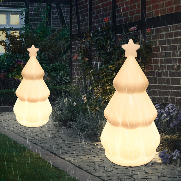 Contemporary Creative Solar Rechargeable Waterproof PE Christmas Tree Decoration LED Standing Floor Lamp Outdoor Light For Outdoor Patio