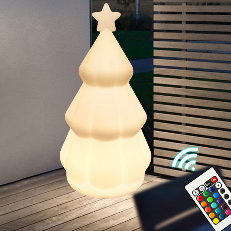 Contemporary Creative Solar Rechargeable Waterproof PE Christmas Tree Decoration LED Standing Floor Lamp Outdoor Light For Outdoor Patio