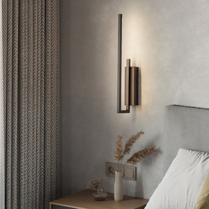 Moderne Mid-Century-Kupferlinie Gebogener Haken Geometrische LED-Wandleuchte Für das Bett 