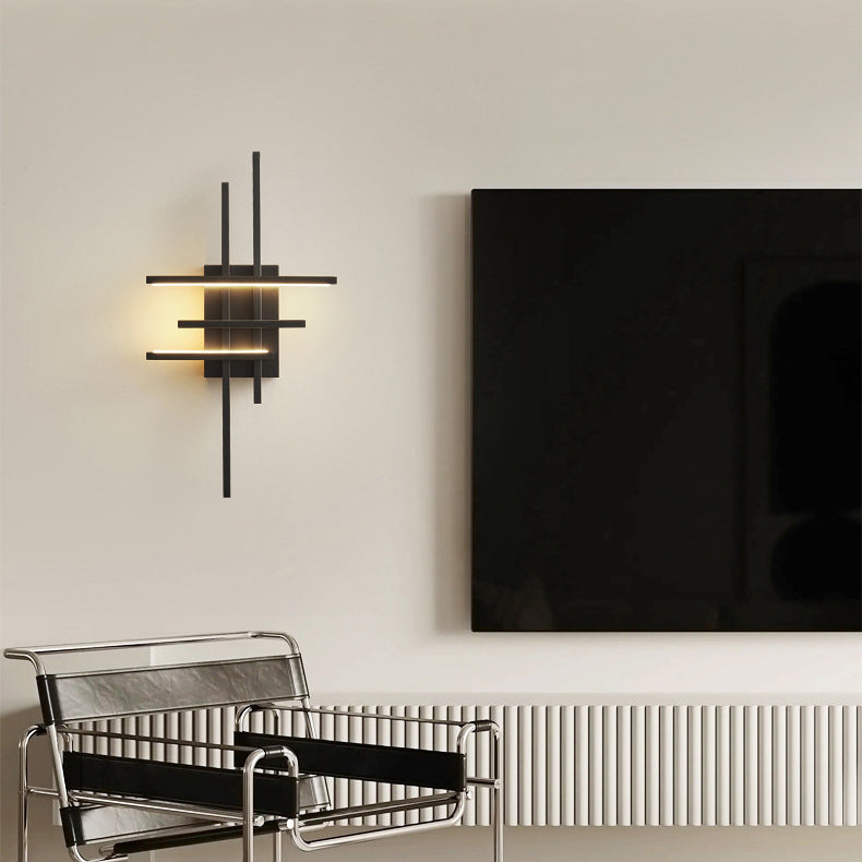 Moderne Mid-Century-Kupferlinie Gebogener Haken Geometrische LED-Wandleuchte Für das Bett 