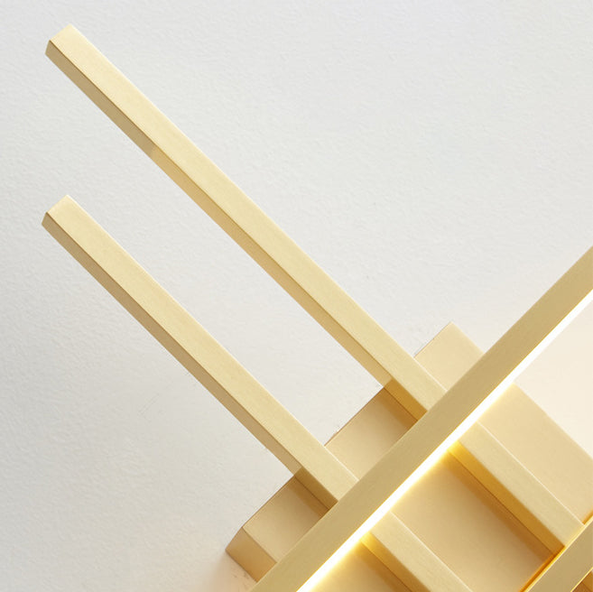 Moderne Mid-Century-Kupferlinie Gebogener Haken Geometrische LED-Wandleuchte Für das Bett 