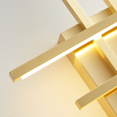 مصباح حائط LED هندسي بخط نحاسي معقوف من منتصف القرن الحديث لجانب السرير 